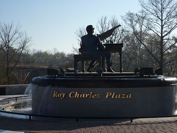 The Ray Charles Plaza plays the singer's hits 24/7.